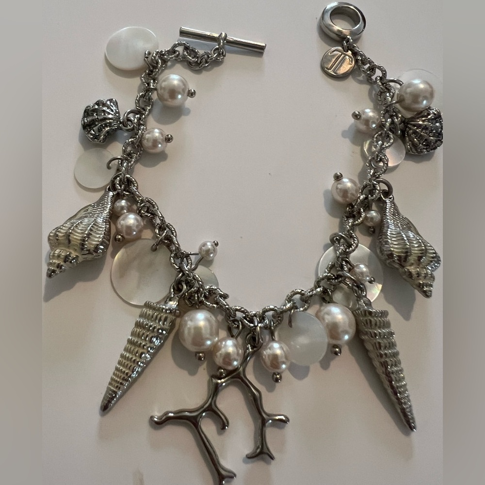 Silver Tone Shells & Pearls Bracelet Marked T (Talbots)?